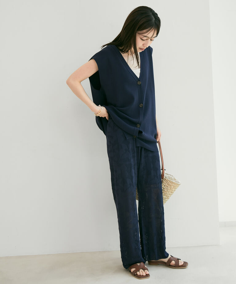 VIS「【接触冷感】【セットアップ対応】フレンチスリーブニットベスト」|ベスト・ジレ|