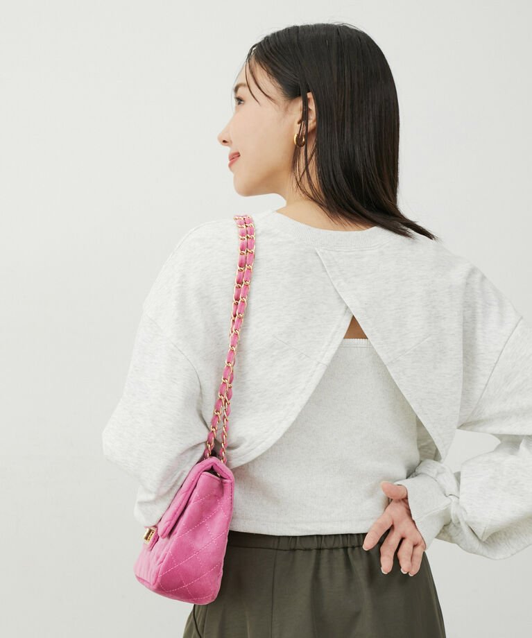 VIS「リブキャミ付きミニ裏毛短丈トップスセット」|スウェット・ジャージ|