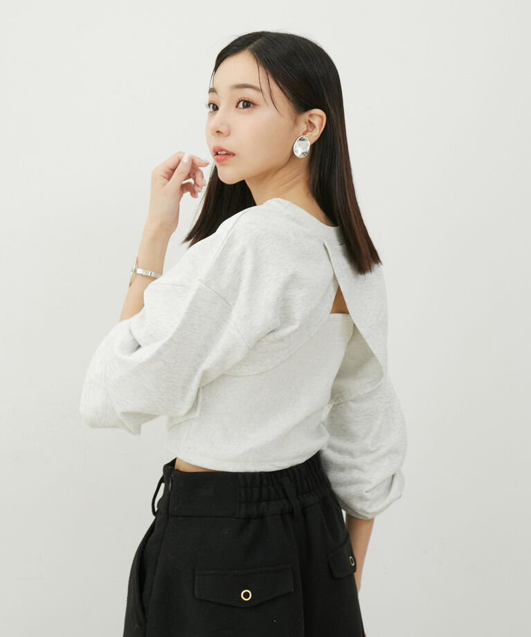VIS「リブキャミ付きミニ裏毛短丈トップスセット」|スウェット・ジャージ|