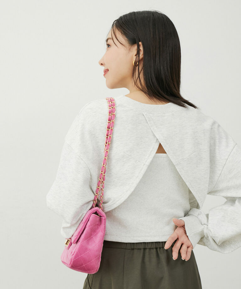 VIS「リブキャミ付きミニ裏毛短丈トップスセット」|スウェット・ジャージ|