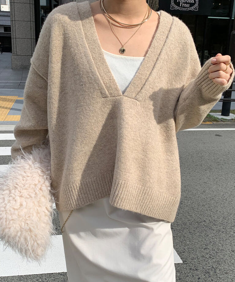  「深Vニットプルオーバー」|ニット・セーター|