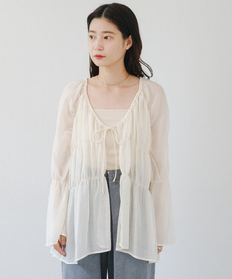  「【S.Lサイズ展開/前後2WAY】シャーリングシアーブラウス」|シャツ・ブラウス|