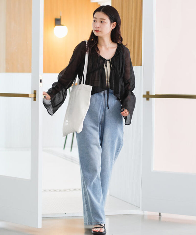  「【S.Lサイズ展開/前後2WAY】シャーリングシアーブラウス」|シャツ・ブラウス|