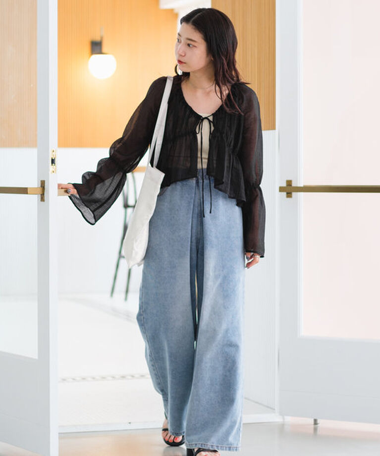  「【S.Lサイズ展開/前後2WAY】シャーリングシアーブラウス」|シャツ・ブラウス|