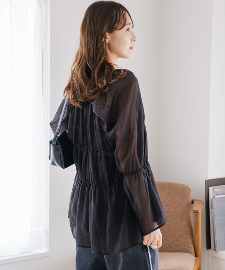  「【S.Lサイズ展開/前後2WAY】シャーリングシアーブラウス」|シャツ・ブラウス|