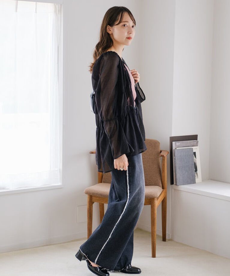  「【S.Lサイズ展開/前後2WAY】シャーリングシアーブラウス」|シャツ・ブラウス|