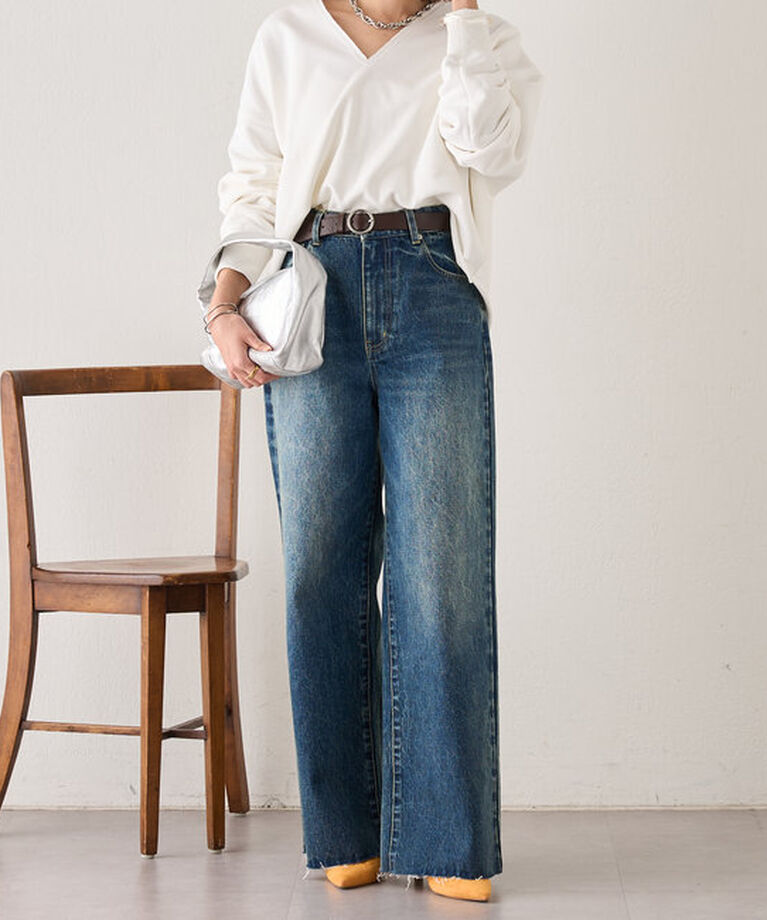  「《カットオフでラフな印象に》カットオフVネックスウェット」|Tシャツ・カットソー|
