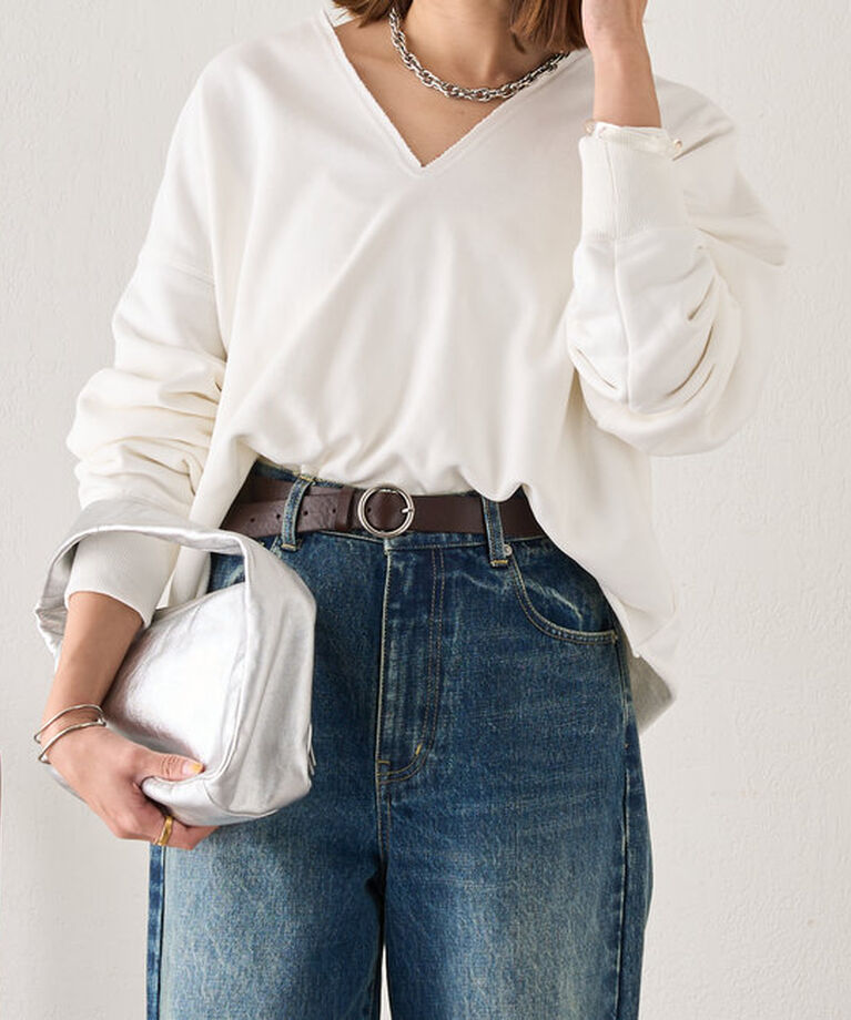  「《カットオフでラフな印象に》カットオフVネックスウェット」|Tシャツ・カットソー|