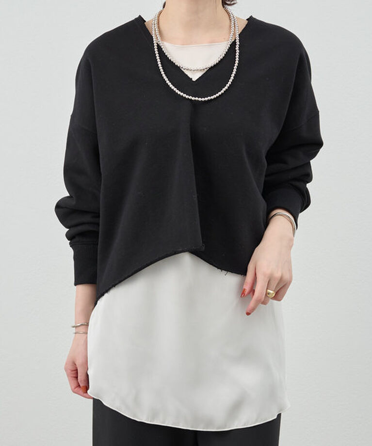  「《カットオフでラフな印象に》カットオフVネックスウェット」|Tシャツ・カットソー|