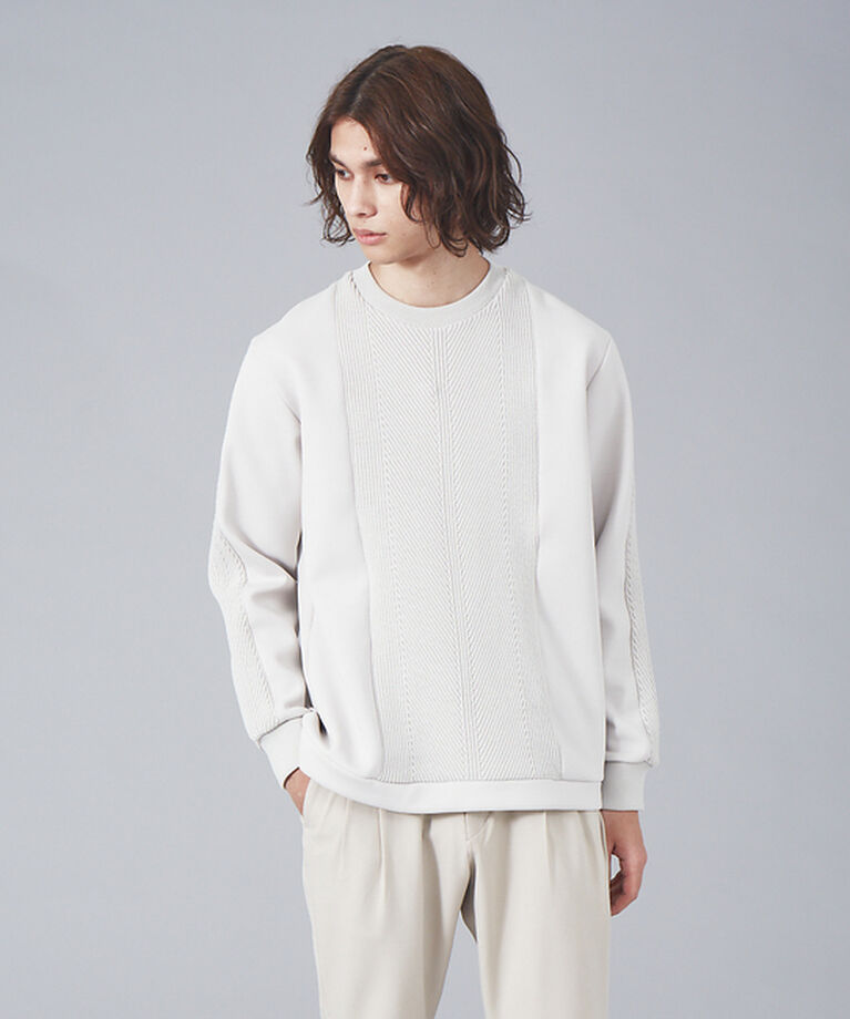 ABAHOUSE「ダンボール×ニットコンビ プルオーバー ニット スウェット」|Tシャツ・カットソー|グレー