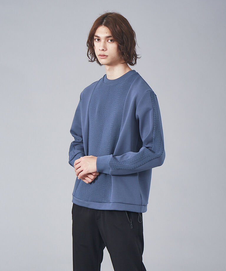 ABAHOUSE「ダンボール×ニットコンビ プルオーバー ニット スウェット」|Tシャツ・カットソー|ブルーグレー