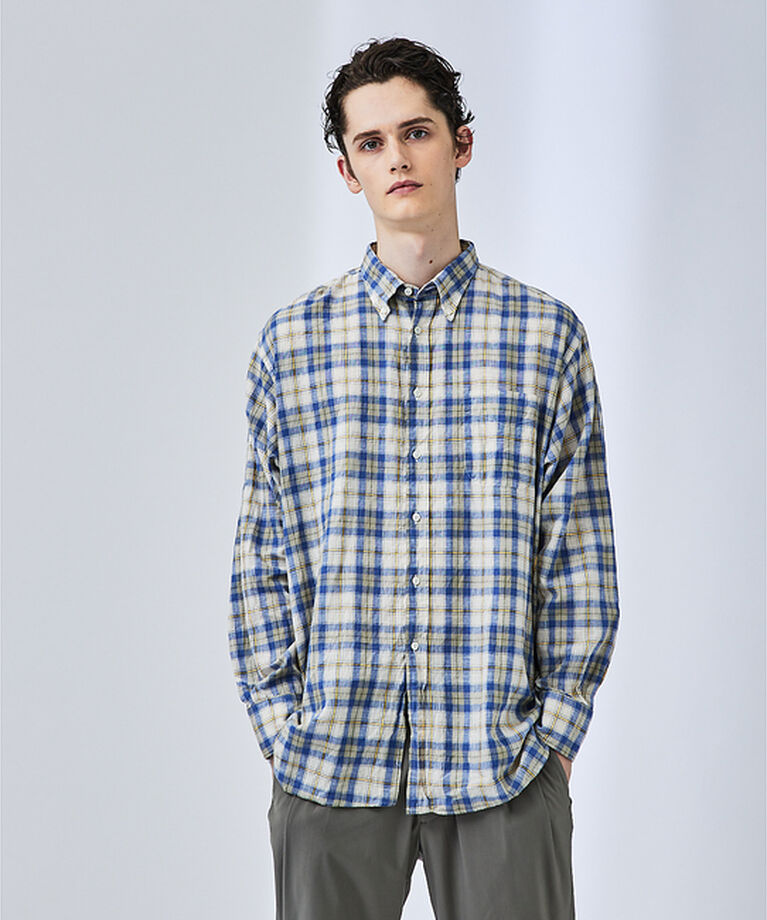ABAHOUSE「【別注】Individualized shirts / ボタンダウン チェックシ」|シャツ・ブラウス|ブルー