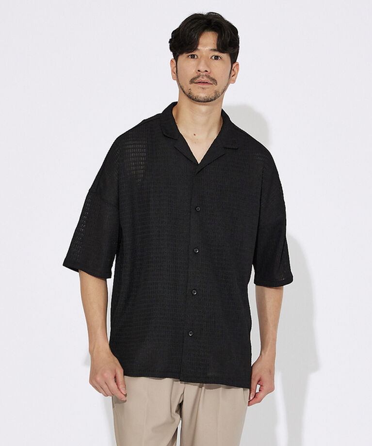ABAHOUSE「【ブロック柄】ストレッチ シアーシャツ」|シャツ・ブラウス|
