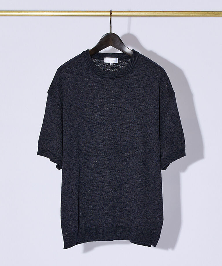 ABAHOUSE「メッシュニット スラブTシャツ / シアー素材」|Tシャツ・カットソー|ブラック
