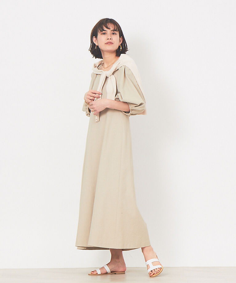 Rouge vif「ボリュームスリーブシェルタリングワンピース」|ワンピース|ベージュ