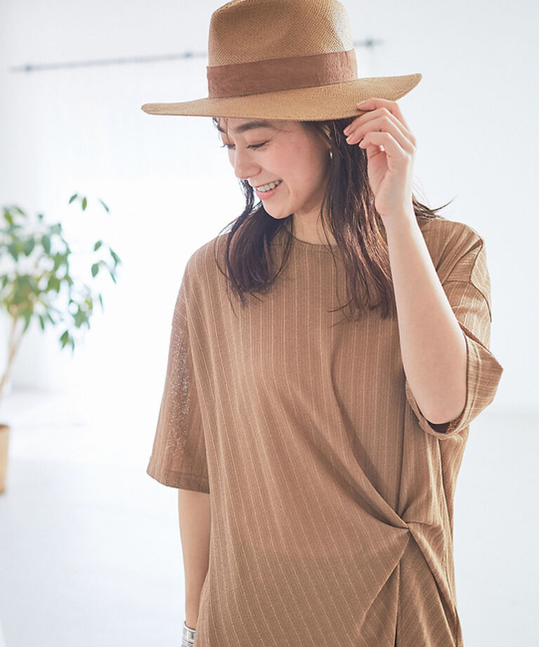 Rouge vif「テレコツイストスリットチュニック」|Tシャツ・カットソー|