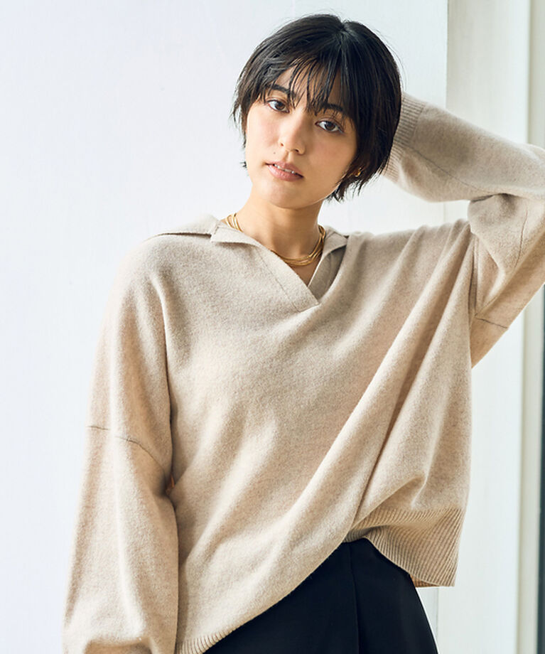 Rouge vif「【セットアップ対応】襟付きニットゆるプルオーバー」|ニット・セーター|