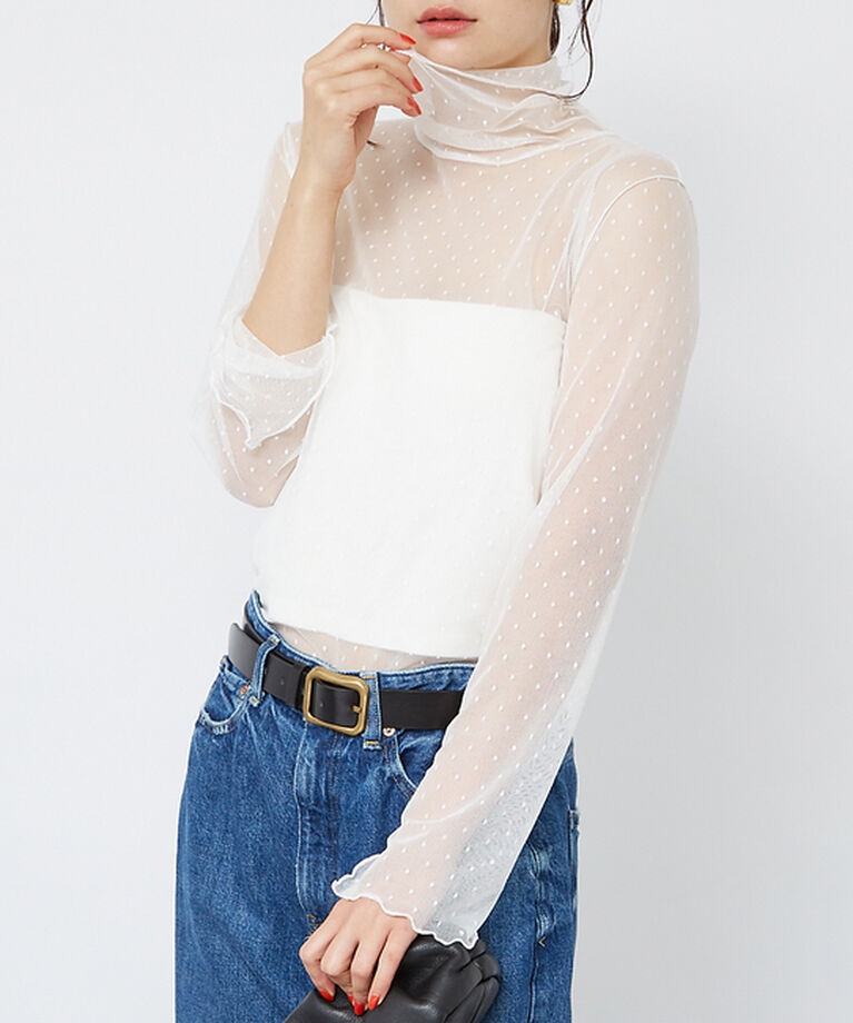 Rouge vif「ドットチュールシアータートル」|Tシャツ・カットソー|ホワイト