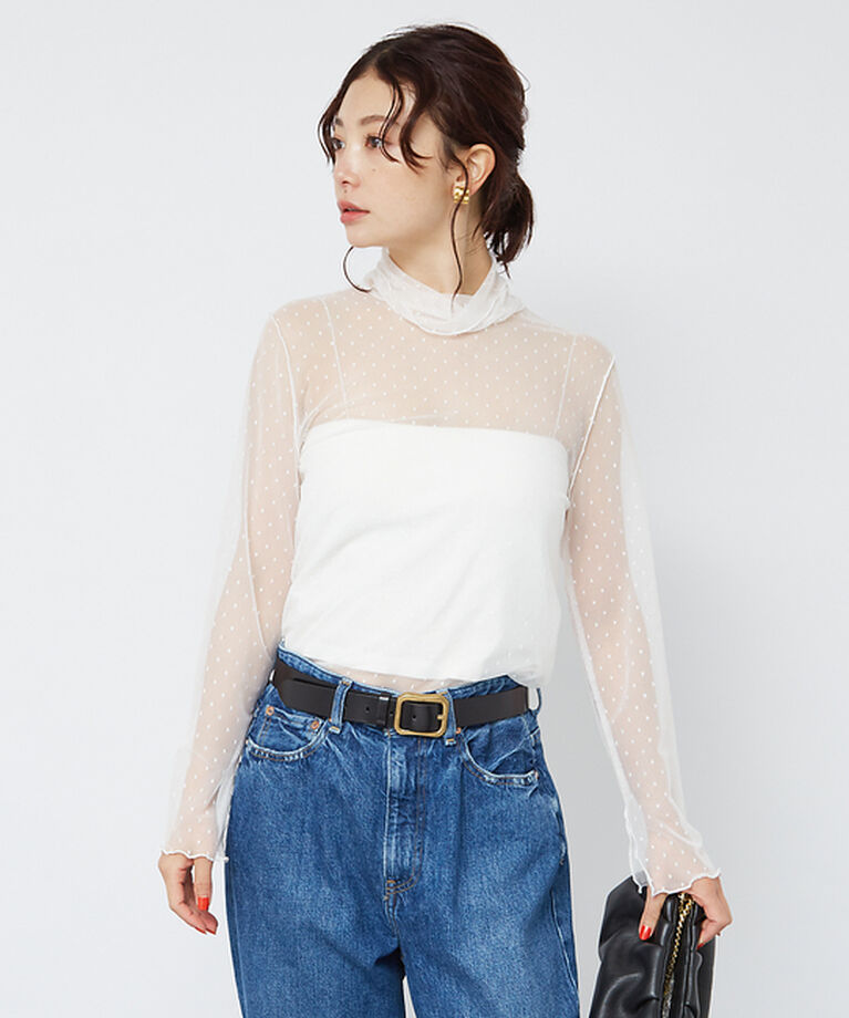 Rouge vif「ドットチュールシアータートル」|Tシャツ・カットソー|