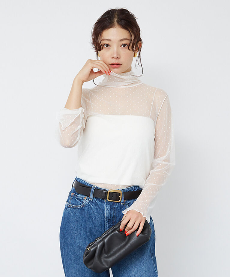 Rouge vif「ドットチュールシアータートル」|Tシャツ・カットソー|