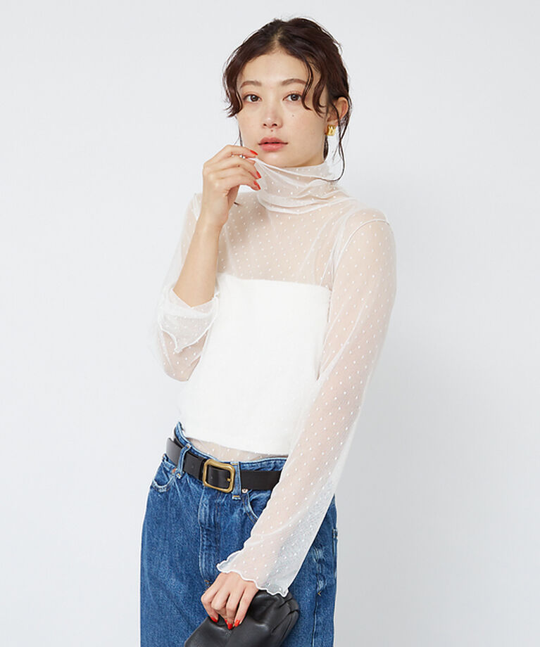 Rouge vif「ドットチュールシアータートル」|Tシャツ・カットソー|