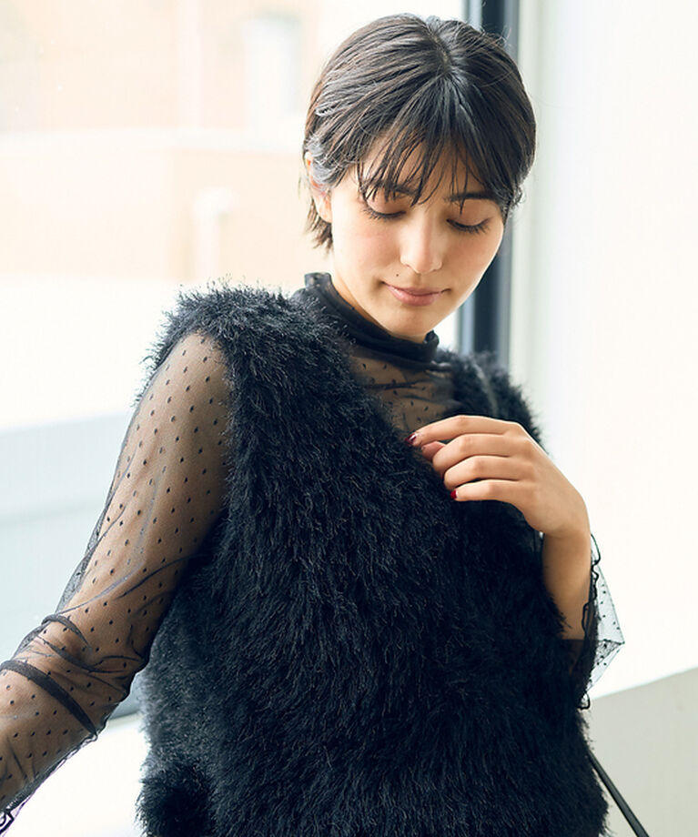 Rouge vif「ドットチュールシアータートル」|Tシャツ・カットソー|