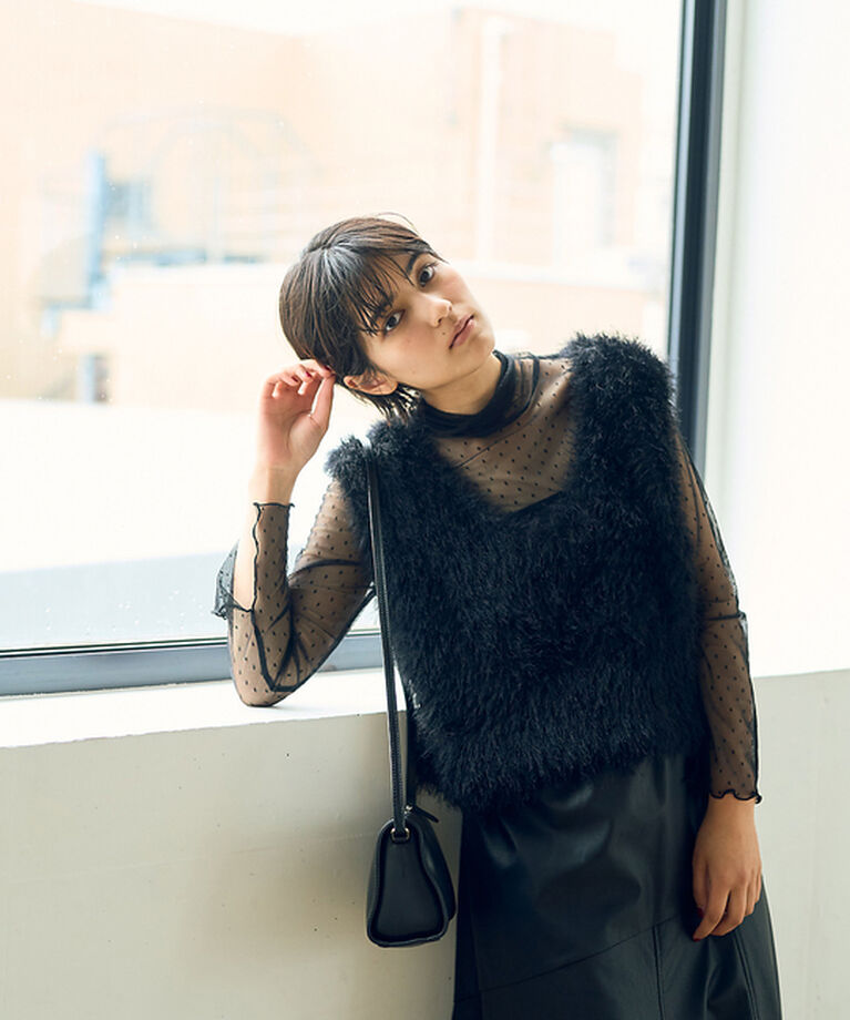Rouge vif「ドットチュールシアータートル」|Tシャツ・カットソー|