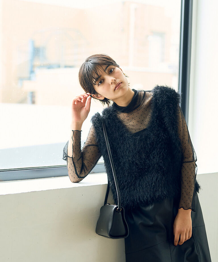Rouge vif「ドットチュールシアータートル」|Tシャツ・カットソー|