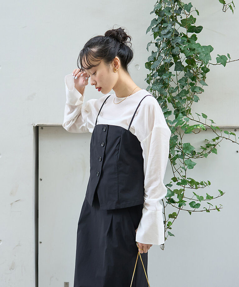 Rouge vif「クルーネック袖ギャザーシアーブラウス」|シャツ・ブラウス|