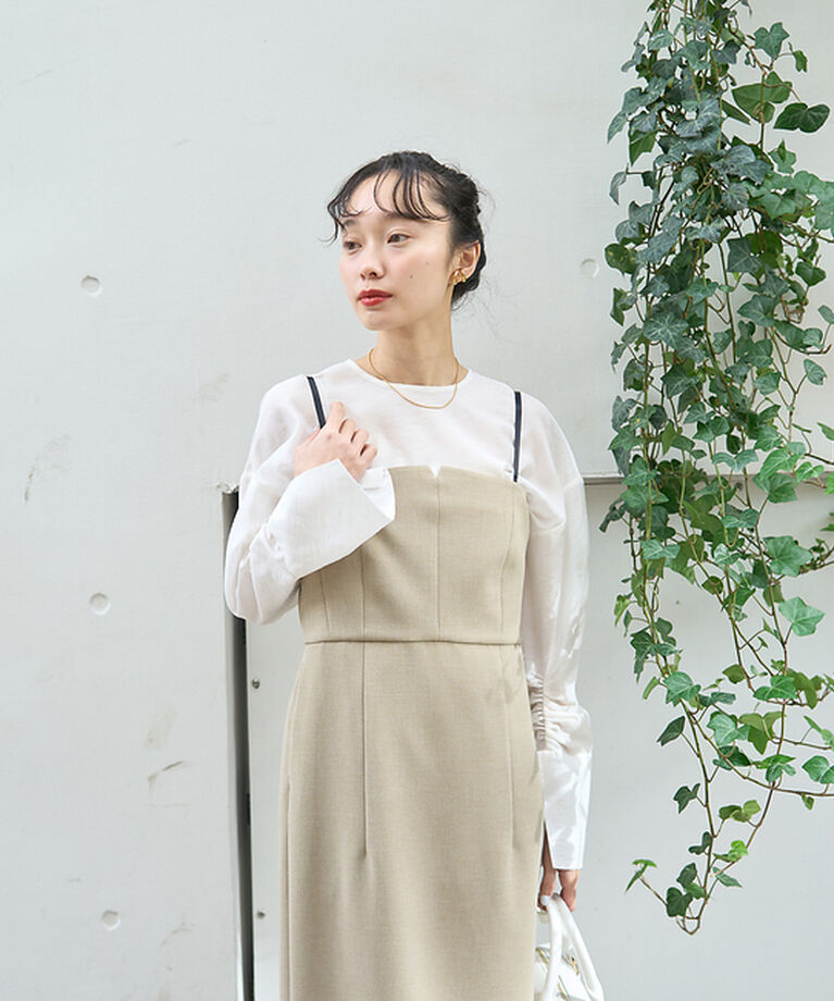 Rouge vif「クルーネック袖ギャザーシアーブラウス」|シャツ・ブラウス|