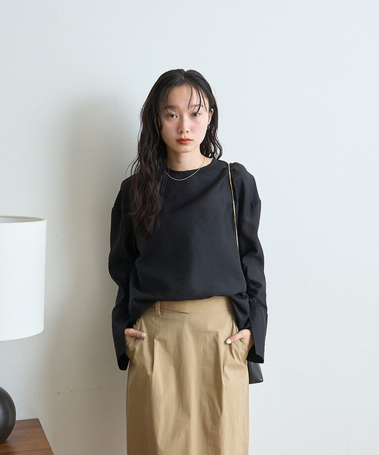 Rouge vif「クルーネック袖ギャザーシアーブラウス」|シャツ・ブラウス|