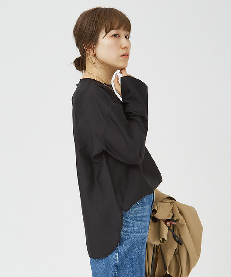Rouge vif「クルーネック袖ギャザーシアーブラウス」|シャツ・ブラウス|