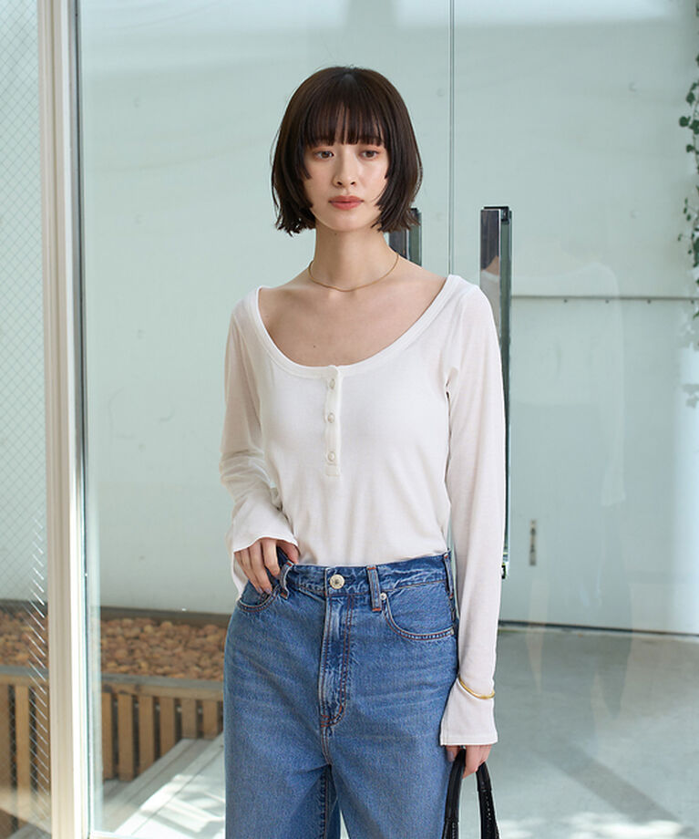 Rouge vif「コットンヘンリーネックプルオーバー」|Tシャツ・カットソー|