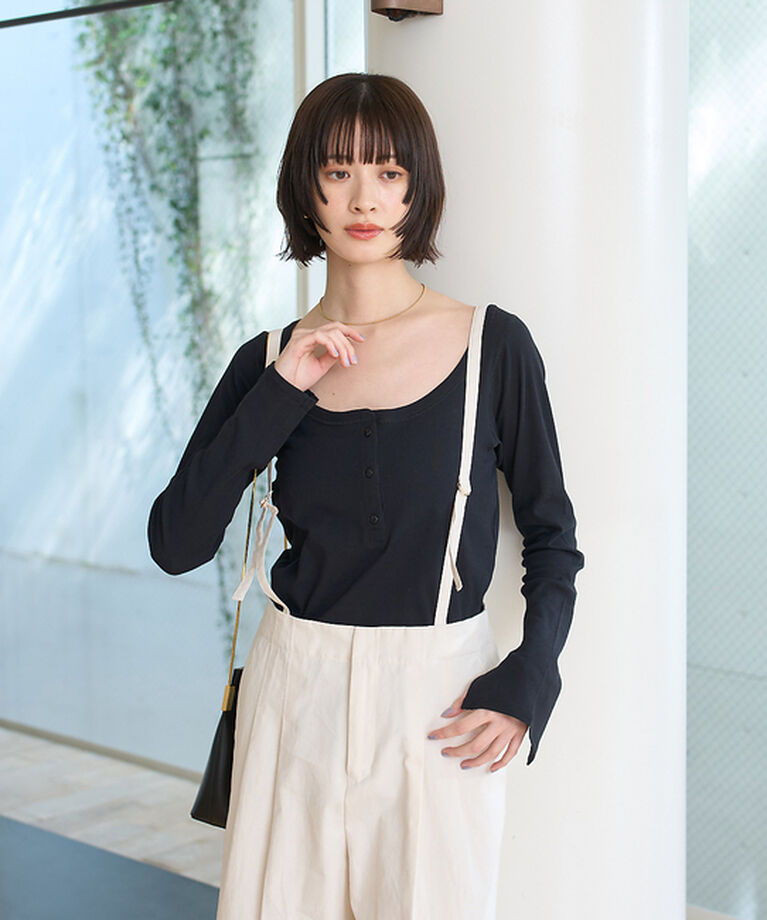 Rouge vif「コットンヘンリーネックプルオーバー」|Tシャツ・カットソー|