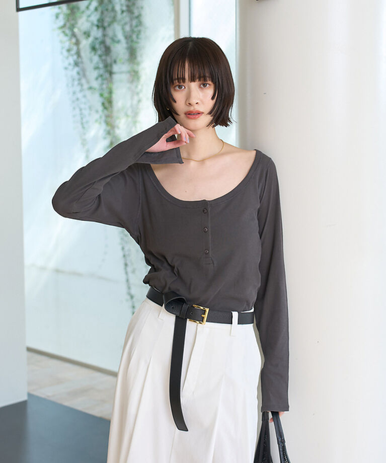 Rouge vif「コットンヘンリーネックプルオーバー」|Tシャツ・カットソー|
