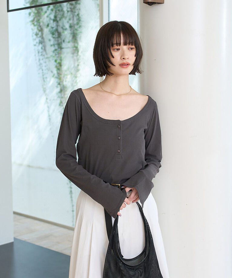 Rouge vif「コットンヘンリーネックプルオーバー」|Tシャツ・カットソー|