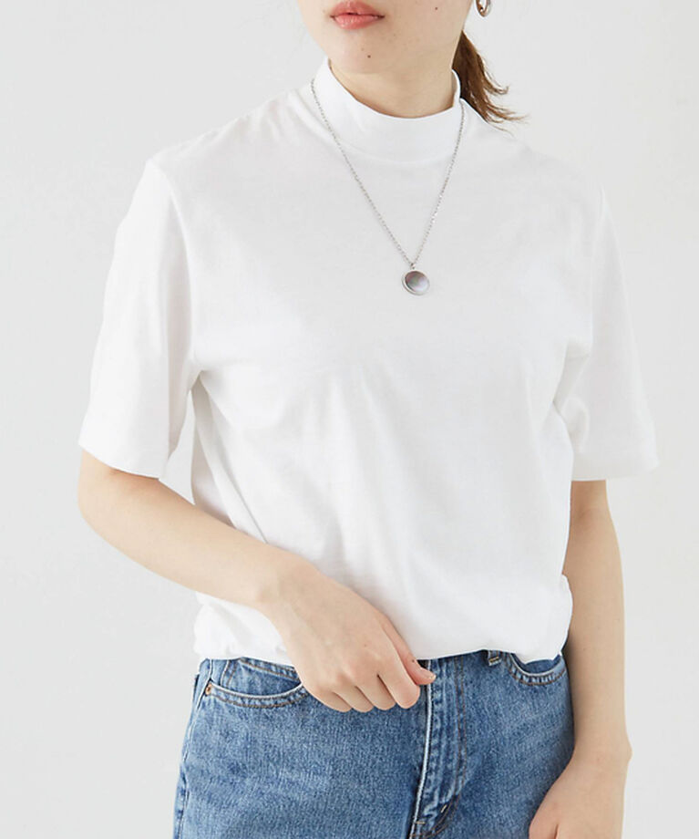 qualite「【Three dots】モックネックTシャツ」|Tシャツ・カットソー|ホワイト
