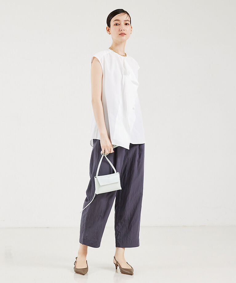 qualite「フロントラッフルノースリーブブラウス」|シャツ・ブラウス|
