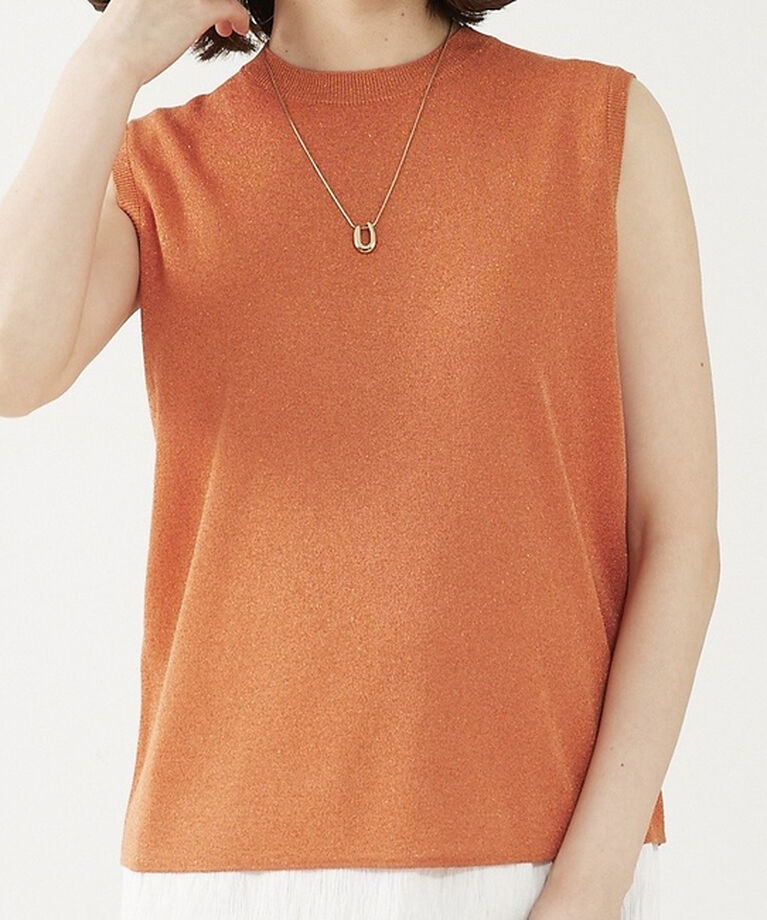 abahouse mavie「【アンサンブル対応】ウォッシャブルラメノースリプルオーバー」|ニット・セーター|オレンジ