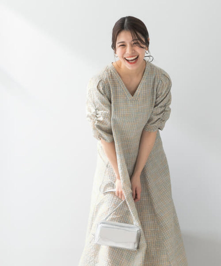 URBAN RESEARCH ROSSO「ROSSO F by ROSSO　チェックパフスリーブワンピース」|ワンピース|
