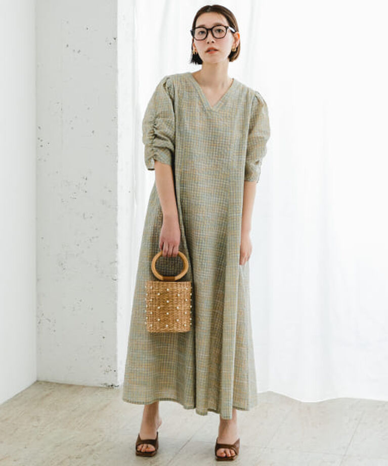 URBAN RESEARCH ROSSO「ROSSO F by ROSSO　チェックパフスリーブワンピース」|ワンピース|