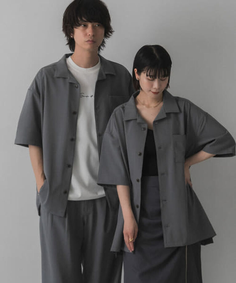 SENSE OF PLACE by URBAN RESEARCH「SENSE OF PLACE 『ユニセックス』オープンカラールーズシャツ(5分袖)」|シャツ・ブラウス|CHARCOAL