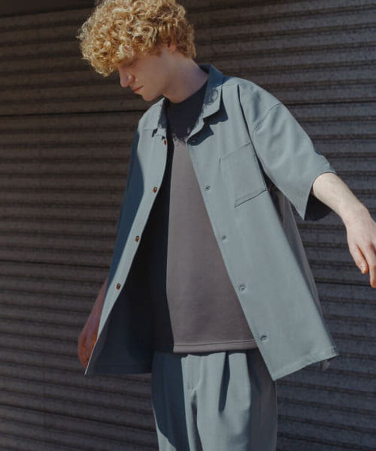 SENSE OF PLACE by URBAN RESEARCH「SENSE OF PLACE 『ユニセックス』オープンカラールーズシャツ(5分袖)」|シャツ・ブラウス|BLUE