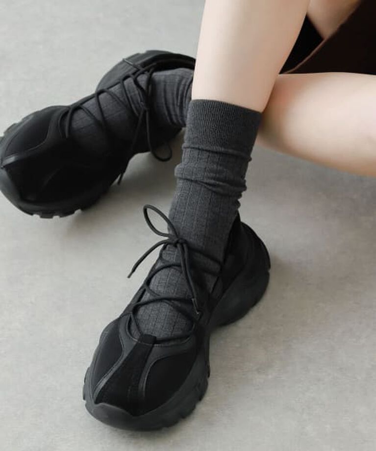 SENSE OF PLACE by URBAN RESEARCH「SENSE OF PLACE 『抗菌』『消臭』レースアップバレエスニーカー」|スニーカー|BLACK