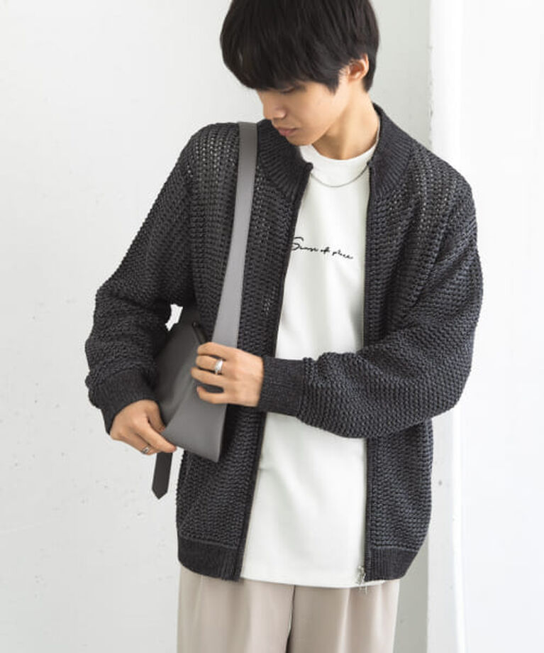 SENSE OF PLACE by URBAN RESEARCH「SENSE OF PLACE 『ユニセックス』『洗濯可』シアーメッシュドライバーズカーディガン」|カーディガン|