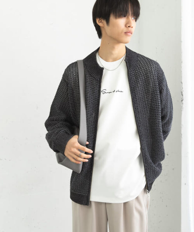 SENSE OF PLACE by URBAN RESEARCH「SENSE OF PLACE 『ユニセックス』『洗濯可』シアーメッシュドライバーズカーディガン」|カーディガン|