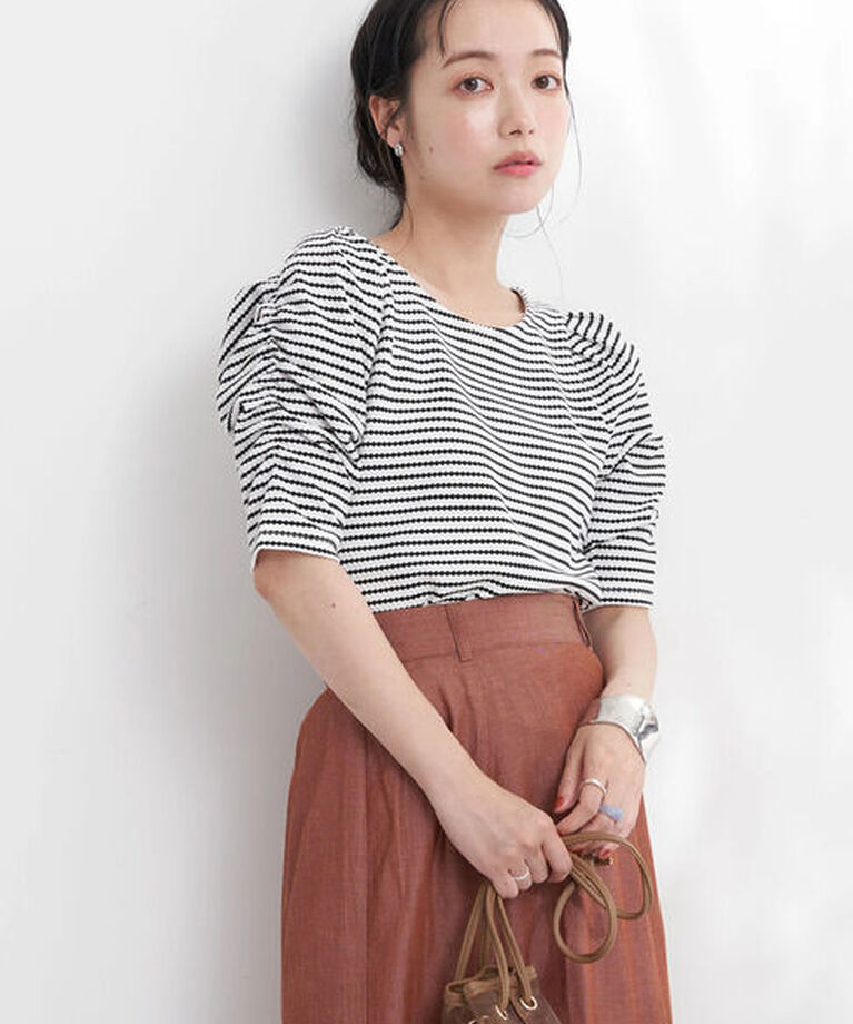 earth music&ecology「パワショル ボーダートップス」|Tシャツ・カットソー|