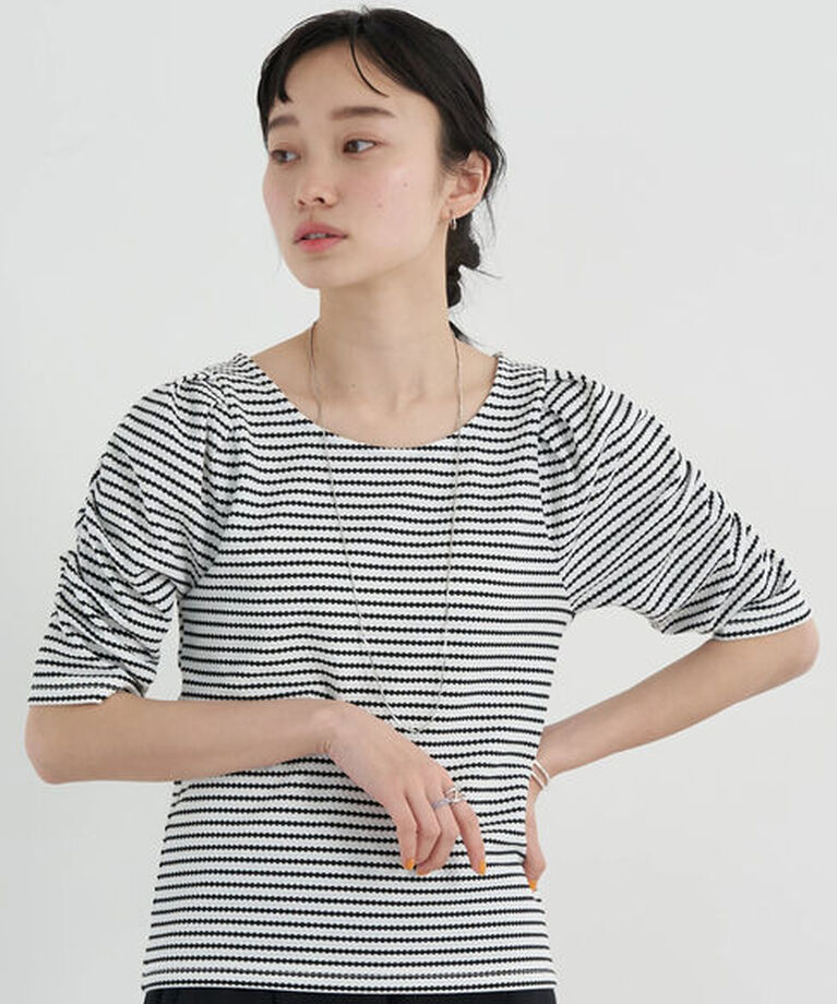 earth music&ecology「パワショル ボーダートップス」|Tシャツ・カットソー|