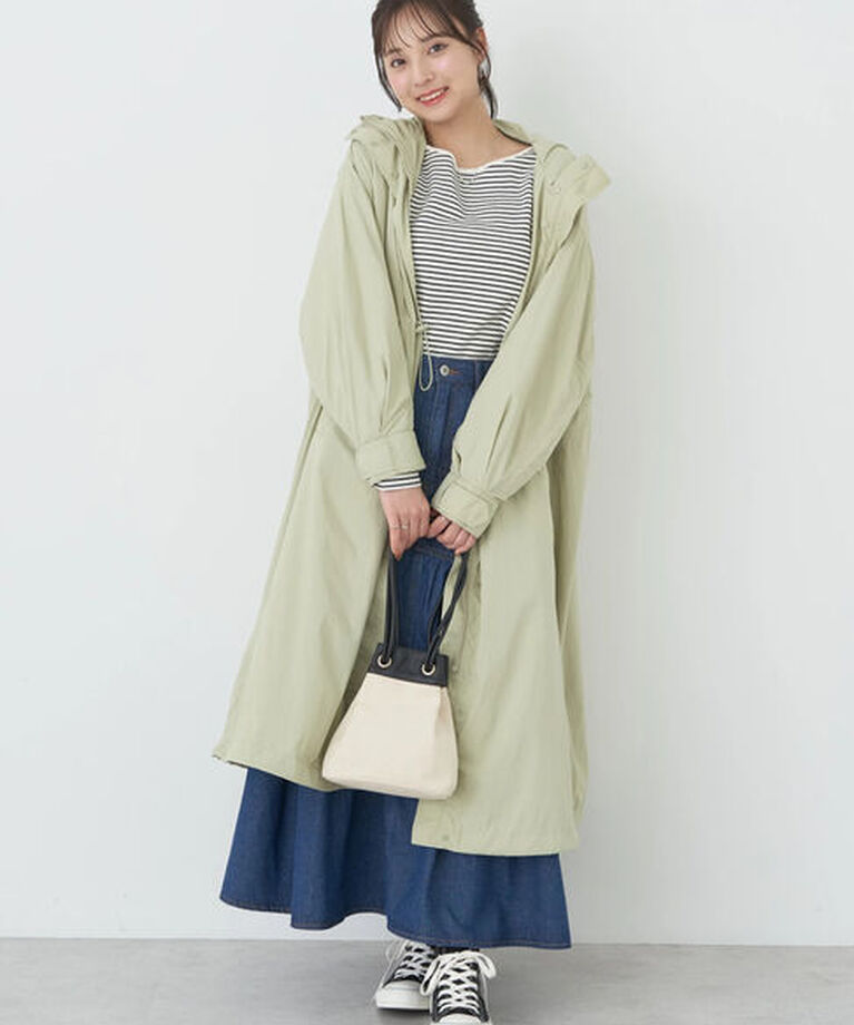 earth music&ecology「テックフードロングコート」|その他|Light Khaki
