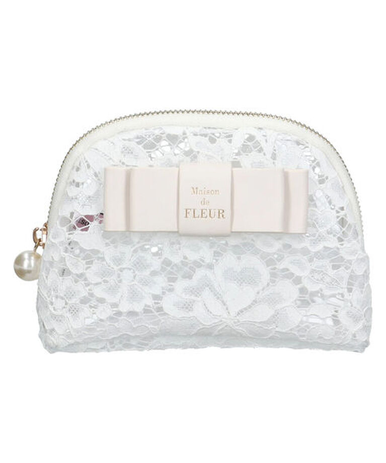 Maison de FLEUR「レースクリアリボンポーチ」|ポーチ|アイボリー